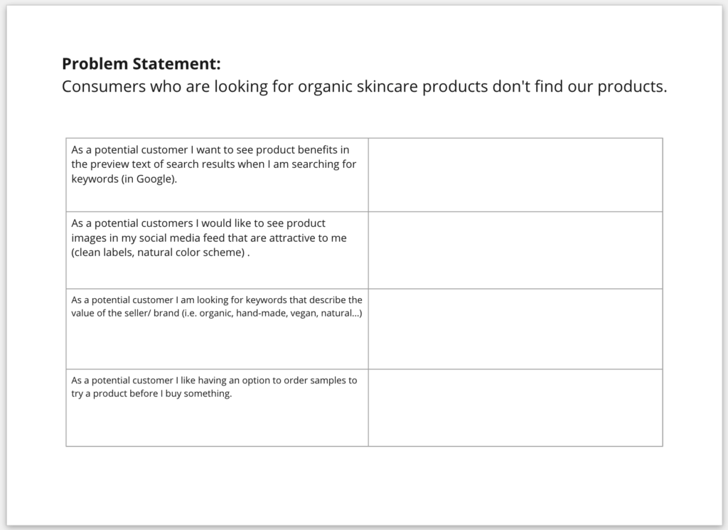 Example of a list with subordinate problem statements
